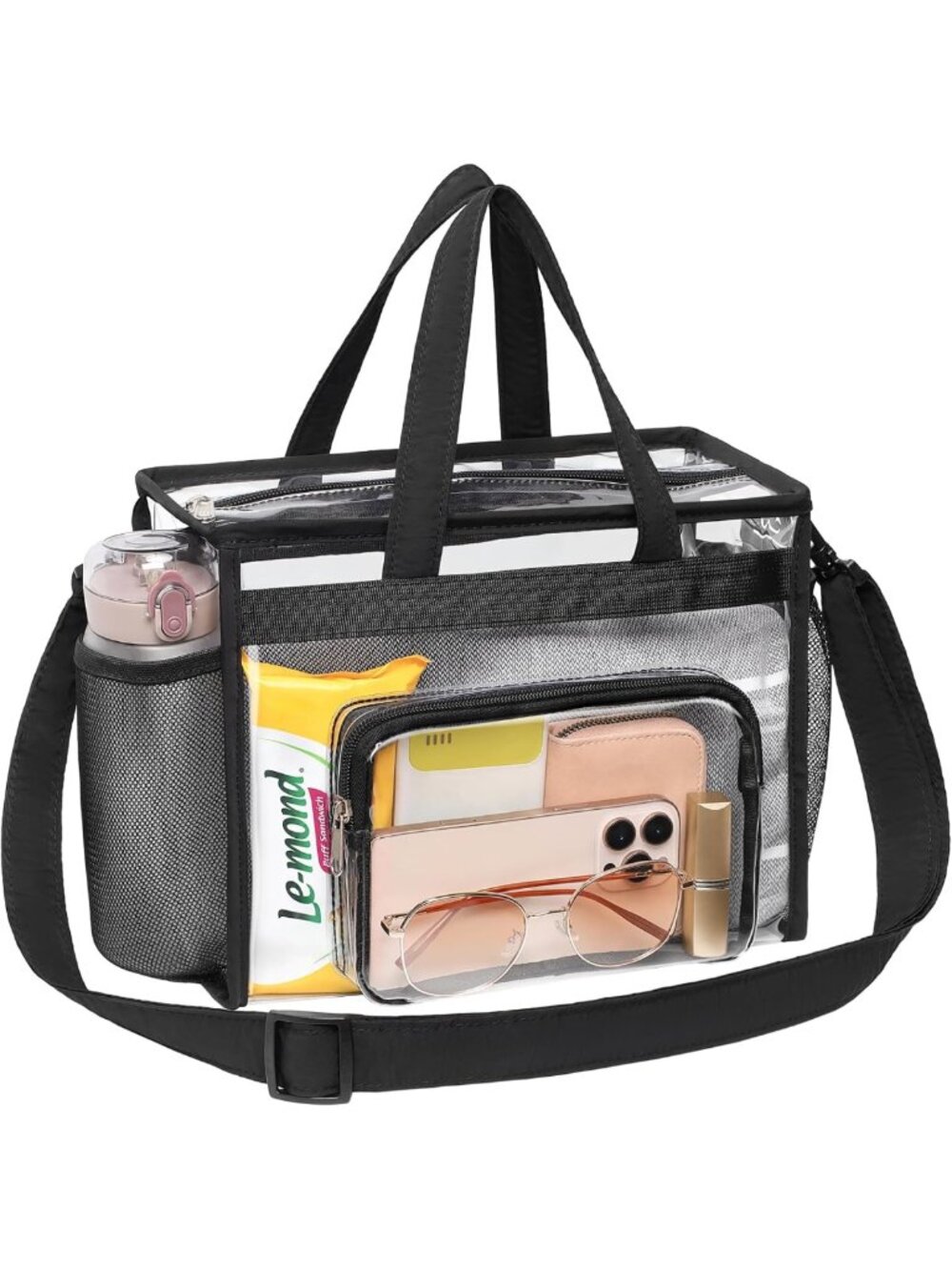 Clear Stadium Tote Bag for Women - 11.8x5.1x9.1 Transparent Purse, Event Ready